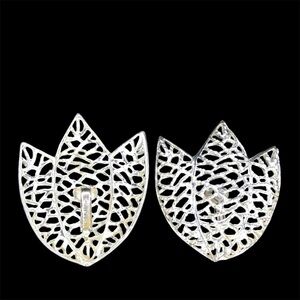 Vintage 1960's Emmons 1 3/4” Ornate Silver Filigee Tulip Floral Clasp Earrings